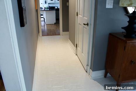 Painted tile floor - testimonial after photo
