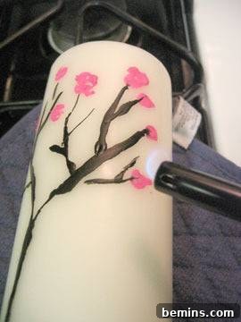 Melting design into candle