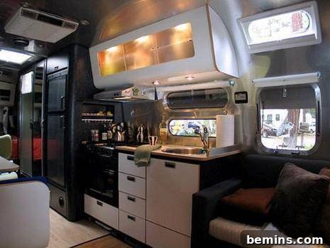 A full range stove inside a camper