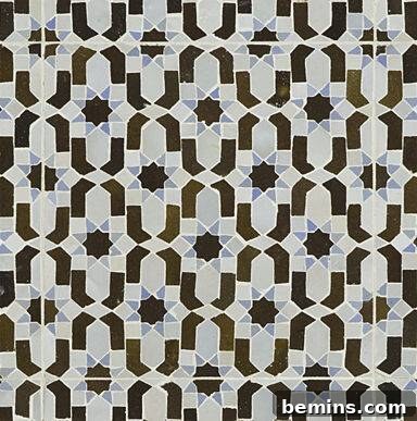 Close-up of artistic fireplace tiles