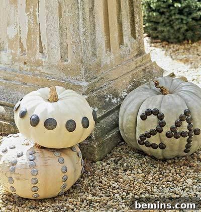 Creative Pumpkin Decorating Ideas: No Carving Required 7 Nail-Head Pumpkins