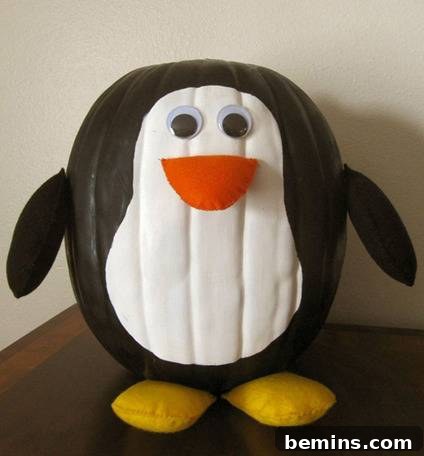 Creative Pumpkin Decorating Ideas: No Carving Required 9 Penguin Pumpkin