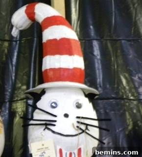 Creative Pumpkin Decorating Ideas: No Carving Required 10 Cat-in-the-Hat Pumpkin