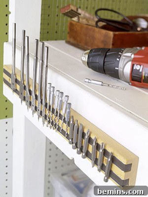 Drill bit storage using a magnetic knife rack