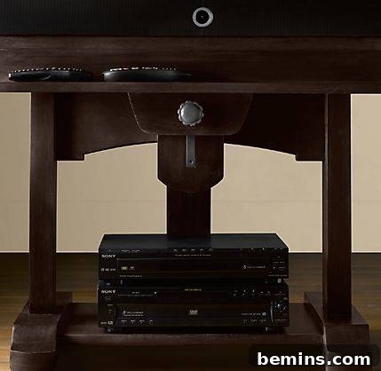 DIY TV stand made from repurposed wood.