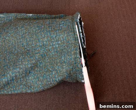 Turn Old Towels into a Cozy Body Pillow 11 Trimming the seam allowance