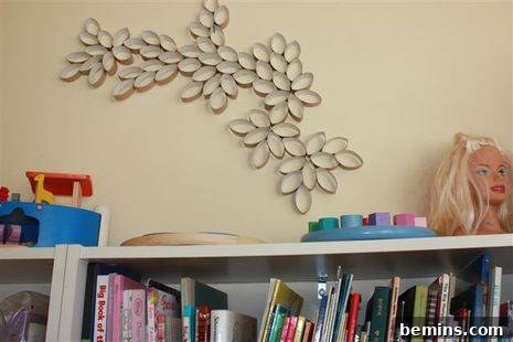 Finished Toilet Paper Roll Flower Wall Art