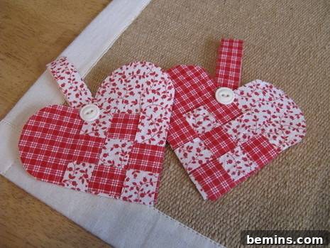 Handmade paper hearts woven together, creating a unique and charming decoration.