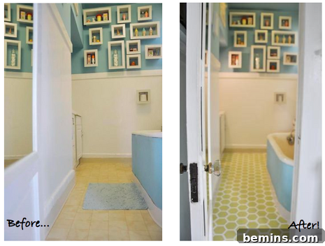 Painted and Stenciled Vinyl Flooring Transformation