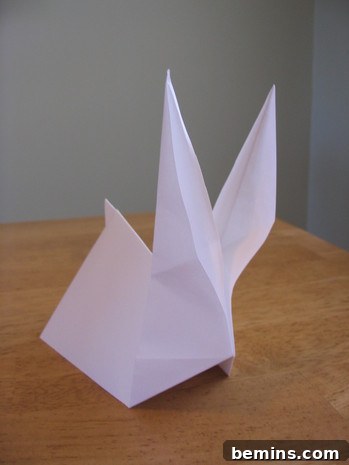 Completed origami rabbit