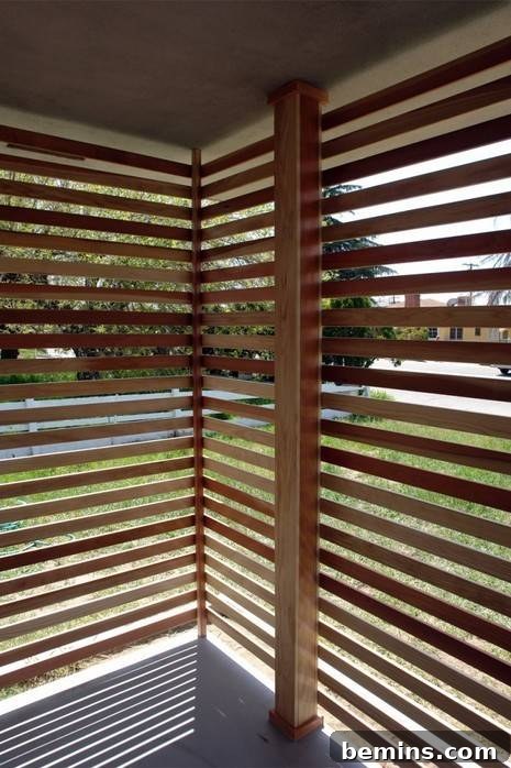 View from Inside Porch with Wood Slat Screen