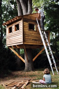 Building Your Dream Treehouse: A Backyard Adventure 4 Daughter Watching Tree Fort Construction