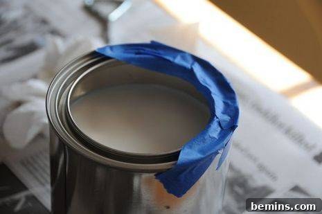 Painter's Tape on Rim of New Paint Can