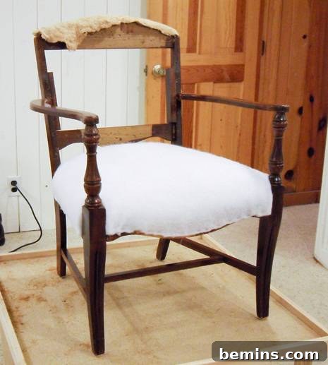 Upholstery Project: Sister's Chair Transformation 7 Reupholstering the Chair: Precision and Attention to Detail for a Professional Finish