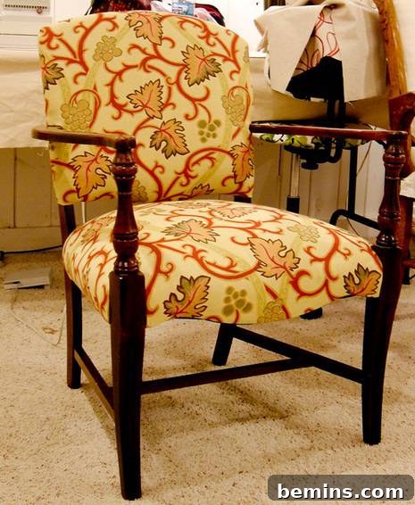 Upholstery Project: Sister's Chair Transformation 8 Working on the Back: Overcoming Challenges to Achieve a Flawless Result
