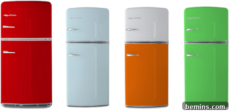 Big Chill refrigerators in various vibrant colors