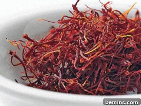 Use Spices Like a Pro: Volume II 7 A bowl holding a large bunch of saffron threads.