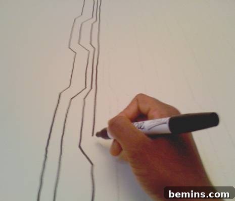 DIY Marimekko Style Wallpaper: A Budget-Friendly Design Hack 5 Ink Transferring onto the Wall