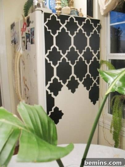 Close-up of Black Matte Contact Paper on Refrigerator