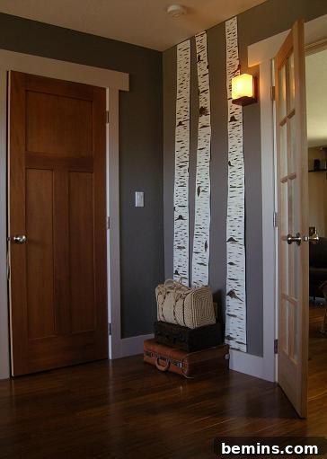 Life-size DIY Birch Tree Trunk Wall Art