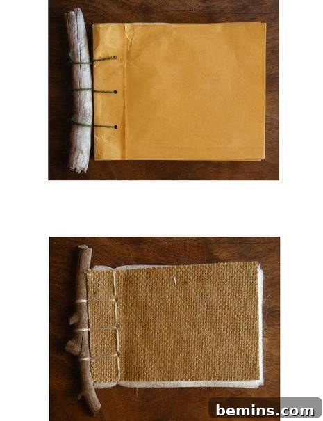 A collection of various handmade notebooks showcasing different upcycling ideas and covers