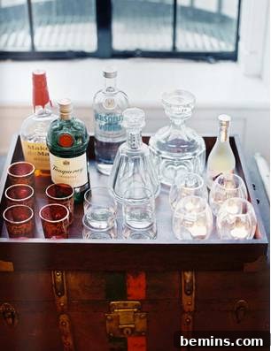 Antique Trunk Bar Tray