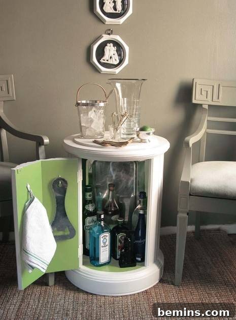 Greek Column Side Table Converted into Bar