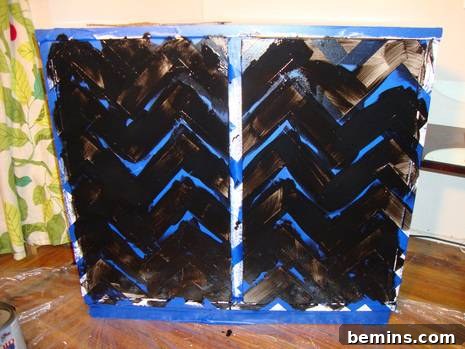 Painting the black chevron stripes