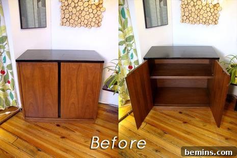 Vintage wooden bar before the makeover
