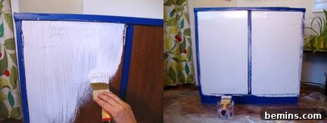 Applying the first coat of white paint