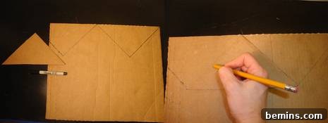 Creating a chevron pattern template in cardboard
