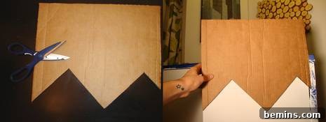 Cutting out the cardboard chevron template
