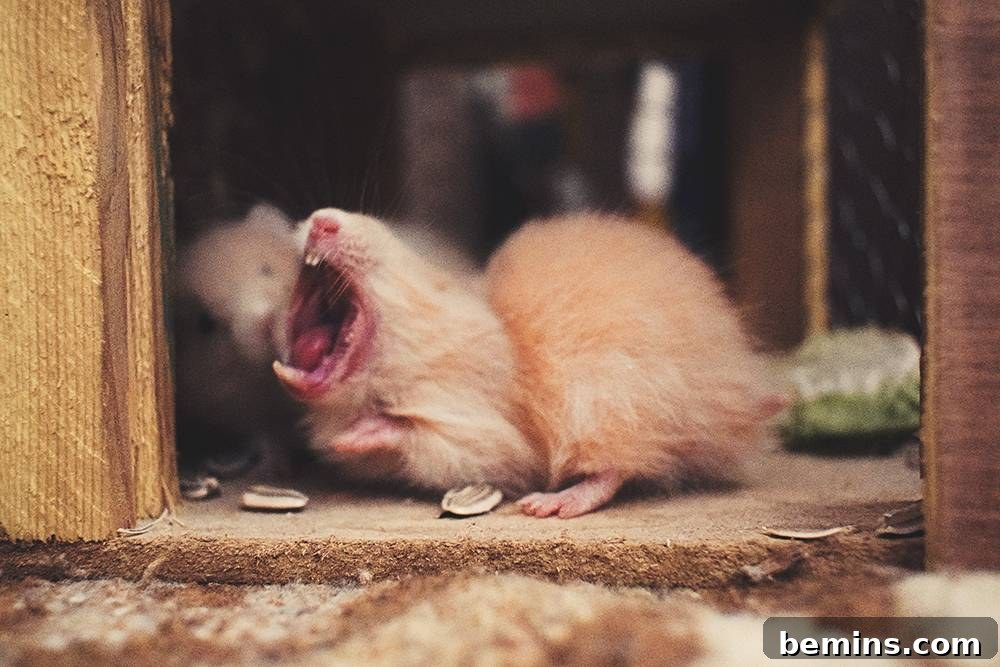 Mouse showing sharp teeth