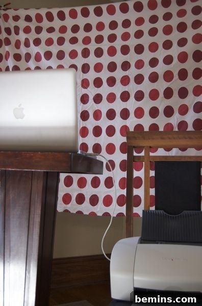 DIY MacBook photo booth with a colorful backdrop