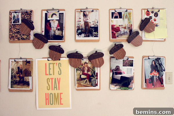 7 Fall Garlands to Craft for a Cozy Weekend 4 Rustic acorn garland made with real acorns and twine, displayed against a wooden surface.