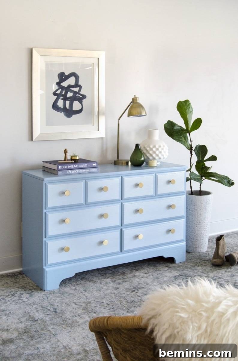 blue dresser.