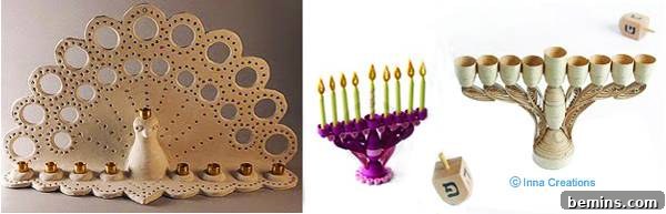 Paper quilled peacock Hanukkiah