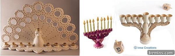 Quilled paper Hanukkiahs