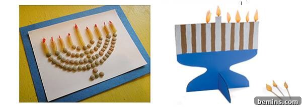 Pasta and lentils Hanukkiah