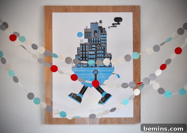 Budget-Friendly Modern Paper Holiday Garland 2 Handmade paper garland in a home setting