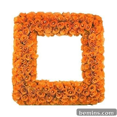Ultimate DIY Holiday Wreath Ideas 8 A square reef made up of orange roses.