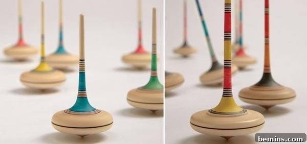 Handcrafted Hanukkah: Dreidel Delights & Dazzling Ideas 5 Handcrafted wooden spinning tops from Austria