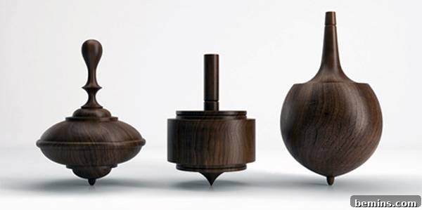 Handcrafted Hanukkah: Dreidel Delights & Dazzling Ideas 6 Sculptural wooden spinning tops from Herman Miller