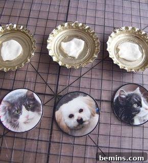 Photo inserted into the bottle cap
