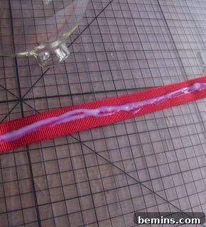 Applying Grosgrain Ribbon to the Glass Ornament