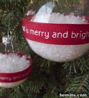 Finished Grosgrain Ribbon Snow Globe Ornament