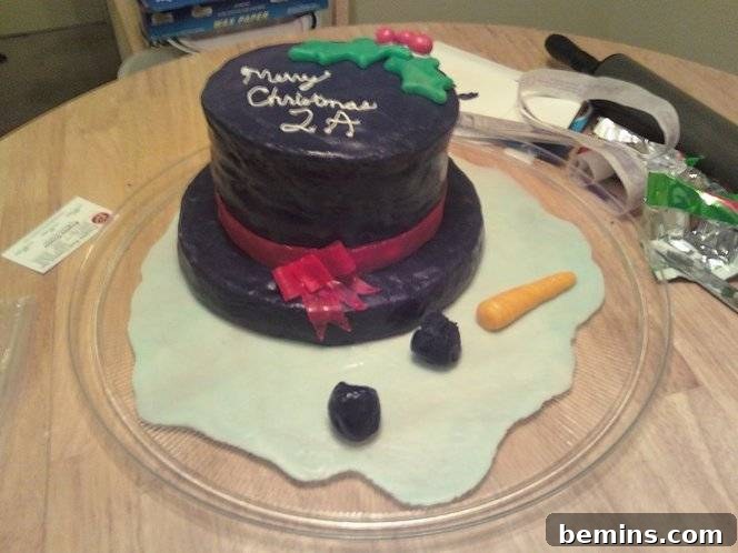 Four Adorable Melted Snowman Snacks 5 Melted Snowman Cake with Fondant and Starburst Decorations