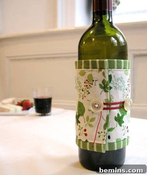 Green Wine Bottle in a Cozy