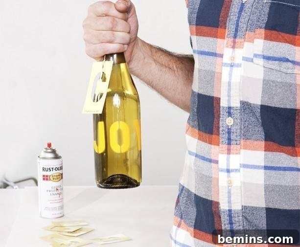 Stenciled Wine Bottle