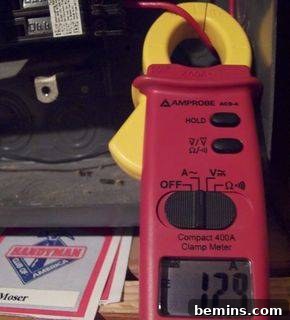 Clamp Meter Reading with Microwave Running